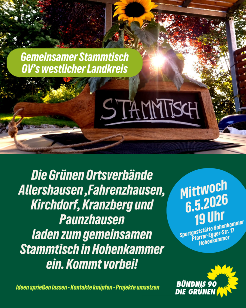 Flyer zuir Einladung mit den wichtigsten Daten zum Stammtisch